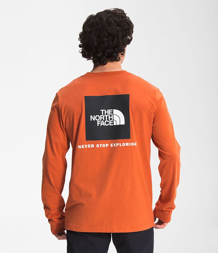 The North Face Mens T-Shirts Long Sleeve Box NSE 602OQLRGT - Orange